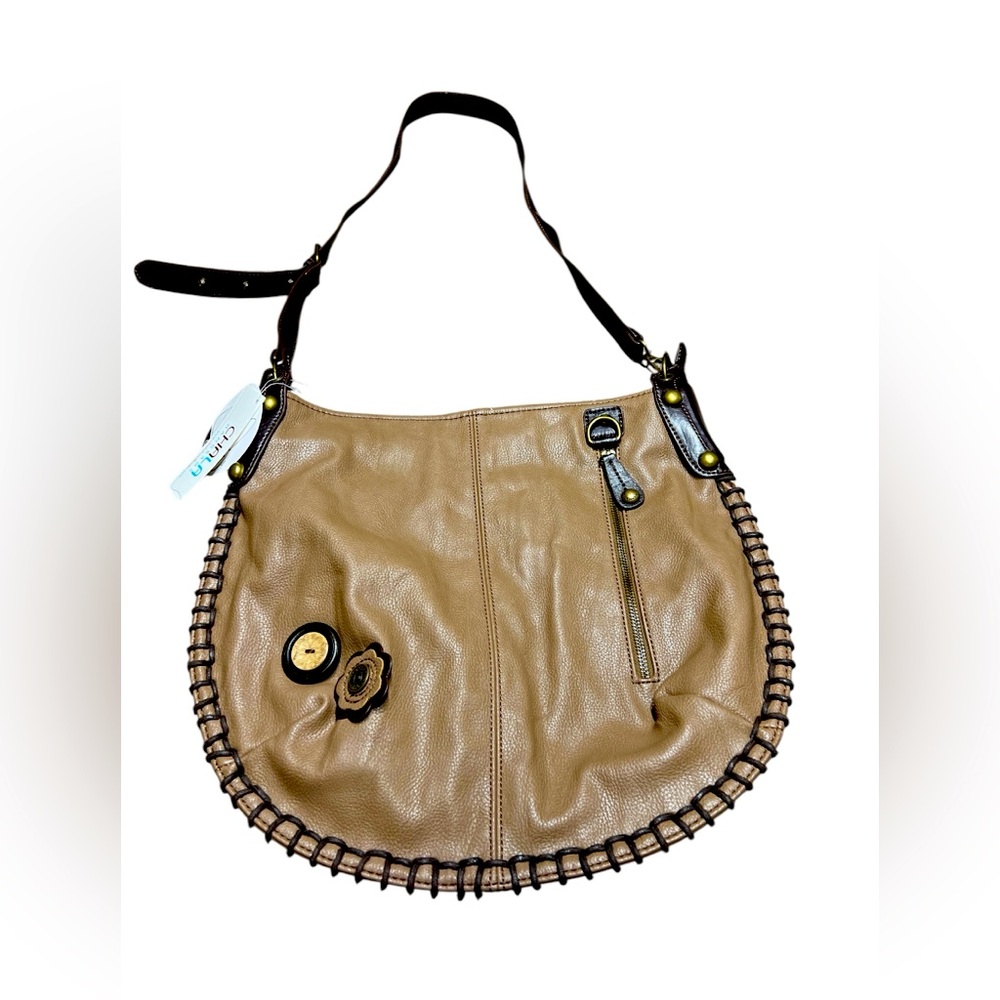 New with tags Chala Large Handbag Bag Purse Tote Brown Pebbled Faux Leather
